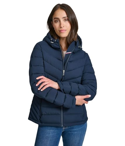 Tommy Hilfiger Women's Essential Lightweight Packable Puffer Jacket, Navy, Small