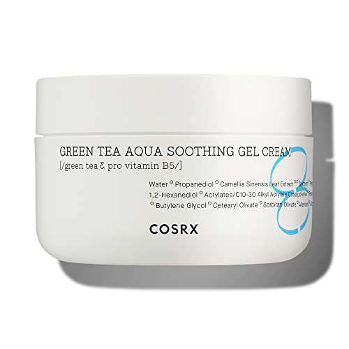 COSRX Hydrium Green Tea Aqua Soothing Gel Cream, 1.69 fl.oz / 50ml | Camelia, Aloe Gel | Korean Skin Care, Vegan, Cruelty Free, Paraben Free