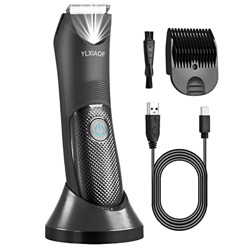 Body Hair Trimmer Electric Razor for Men&Women with LED Light; Removable, Washable Ceramic Blade for Wet and Dry Shaving; USB Charging; Grooming and Ball Trimmer Kit; Electric Shaver Set