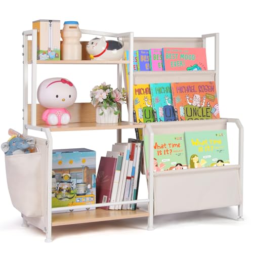 HYCFYJR Kids Bookshelf and Toy Storage Organizer, 3 Tier Book Shelf for Kids Rooms, Nursery Book Shelves, Toddler Bookshelf with Kids Toy Storage Organizer, Montessori Baby Bookshelf Kids Book Rack