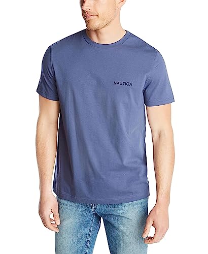 Nautica mens Short Sleeve Solid Crew Neck T-shirt Polo Shirt, Blue Indigo, Large US