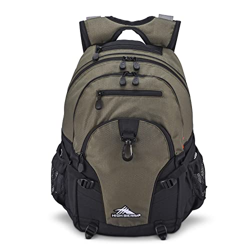 High Sierra Loop-Backpack, Travel, or Work Bookbag with tablet-sleeve, Olive, One Size