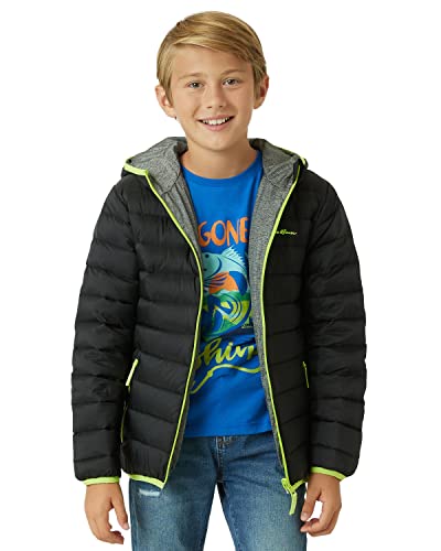 Eddie Bauer Kids' Reversible Jacket - Weather Resistant Quilted Down Coat for Boys and Girls (3-20), Size 7-8, Black