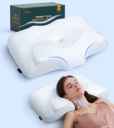 Famedio Adjustable Cervical Pillow for Neck Pain Relief, Hollow Contour Memory Foam Plus Support, Odorless Orthopedic Bed Pillows for Sleeping, Shoulder Pillow for Side Back Stomach Sleeper