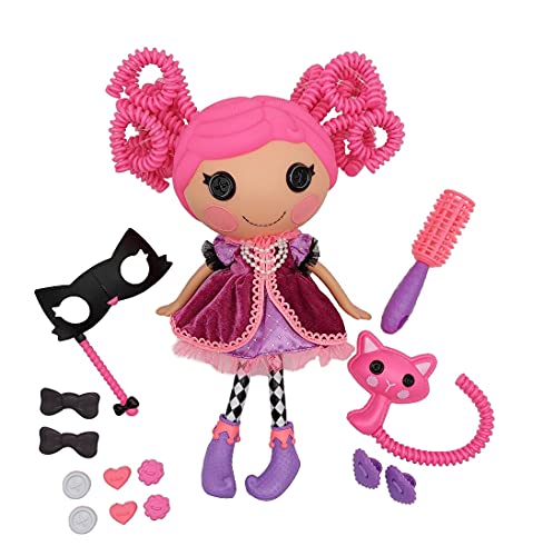 Lalaloopsy Silly Hair Doll - Confetti Carnivale with Pet Cat, 13' Masquerade Ball Party Theme Hair Styling Doll with Pink Hair & 11 Accessories in Reusable Salon Package playset, for Ages 3-103,Multicolor,423430