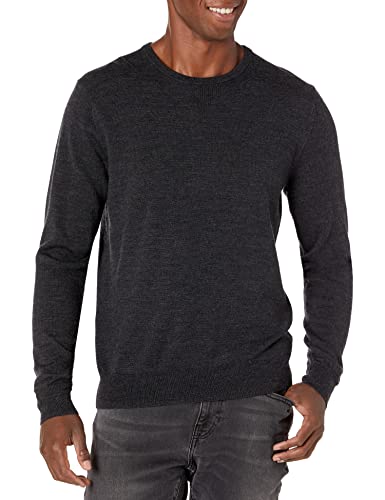 Goodthreads Men's Lightweight Merino Wool Crewneck Sweater, Charcoal, Medium