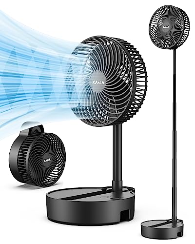 8' Portable Rechargeable Fan, 10000mAh Battery Operated Oscillating Fan, 3 Speeds, Adjustable Height, Foldable Fan, Quiet Small Standing Fan, Powerful USB Desk Fan for Home Office Picnic Camping