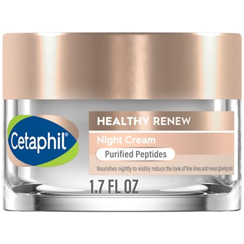 Cetaphil Healthy Renew Skin Tightening Night Cream 1.7 Oz, Wrinkle Repair Cream for Face with Peptides, Retinol Alternative Cream For Sensitive Skin, Fragrance Free