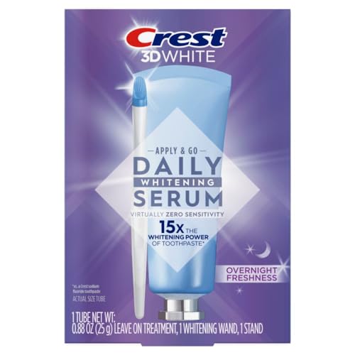 Crest 3DWhite Daily Whitening Serum Overnight Freshness, Leave-on Teeth Whitening Treatment