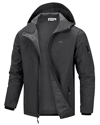 33,000ft Men's Hooded Softshell Jacket Waterproof Lightweight Insulated Windbreaker Fleece Lined Rain Shell Jacket