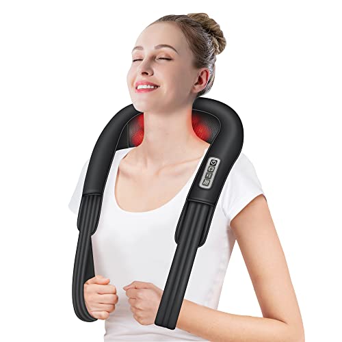 Snailax Upgrade Neck Back Massager with Heat, 3D Shiatsu Shoulder Massager,Lightweight Portable Pillow Massagers for Neck,Back,Leg,Body Muscle Pain, Ideal Gifts for Her,Him