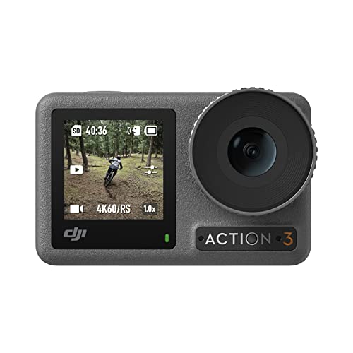 DJI Osmo Action 3 Standard Combo, Waterproof Action Camera 4K with Super-Wide FOV, 10-Bit Color Depth, Stabilization, Long-Lasting 160 Mins, Dual Touchscreens, Vlogging Camera for Outdoor, Travel