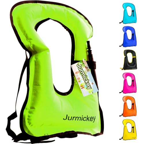 Inflatable Snorkel Vest Adults, Portable Snorkel Jacket, Buoyancy Vest for Snorkeling, Swimming, Kayaking, Boating, Safety Load Up to 220 Ibs (Green)