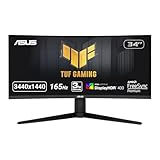 ASUS TUF 34 Inch Curved Gaming Monitor - WQHD (3440x1440), 165Hz, 1ms, Extreme Low Motion Blur, FreeSync Premium, Eye Care, Height Adjustable, DisplayHDR 400, DisplayPort, HDMI, USB - VG34VQL1B