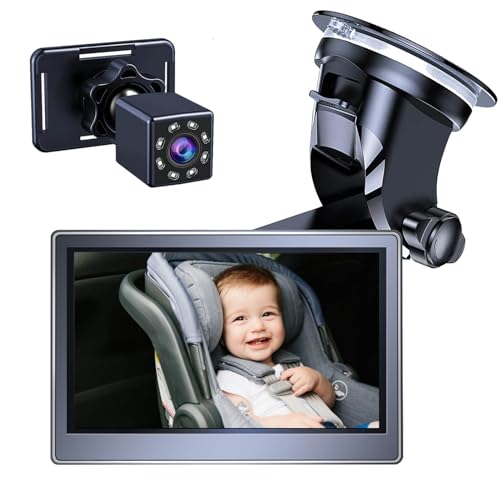 Baby Car Mirror,Goldencivetcat 1080P Back Seat Baby Camera for Car with 5 Inch Monitor,Rear Facing Baby Car Seat Camera with Night Vision for Infants Kids Children