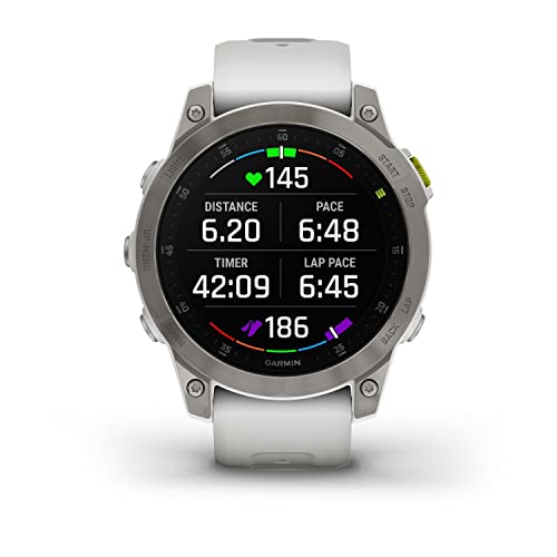 Garmin epix Gen 2, Premium active smartwatch, Health and wellness features, touchscreen AMOLED display, adventure watch with advanced features, white titanium