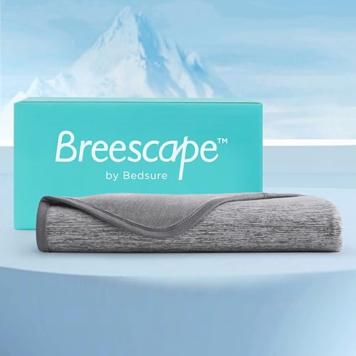 Bedsure Breescape Cooling Blanket King Size for Hot Sleepers - Lightweight Cool Summer Blanket, Arc Chill Blanket with Rayon Derived from Bamboo, Cold Blankets for Night Sweats, 108 x 90, Dark Grey