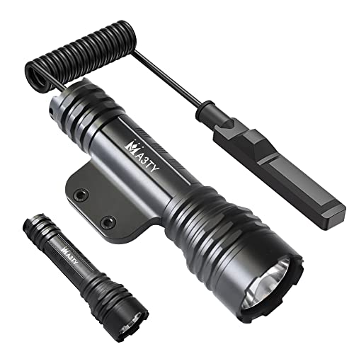 Tactical Flashlight with Mlok Mount, 1600 Lumens Super Bright 2 Modes Weapon Lights with Pressure Switch,Tape,Velcro,Extra Handheld Flashlights Body,Matt Black