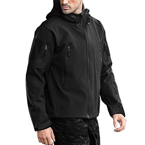 FREE SOLDIER Men's Outdoor Waterproof Soft Shell Hooded Military Tactical Jacket