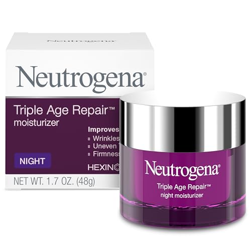 Neutrogena Triple Age Repair Anti-Aging Night Cream with Vitamin C; Fights Wrinkles & Evens Tone, Firming Anti-Wrinkle Face & Neck Cream; Glycerin & Shea Butter, 1.7 oz