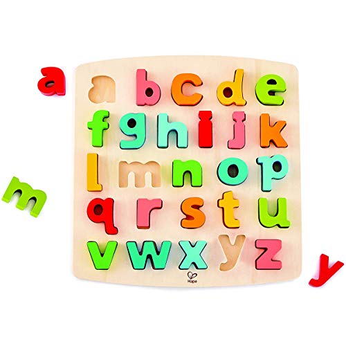 Hape Wooden Lower Alphabet Puzzle| Wooden ABC Letters Colorful Educational Learning Puzzle Toy Board for Toddlers