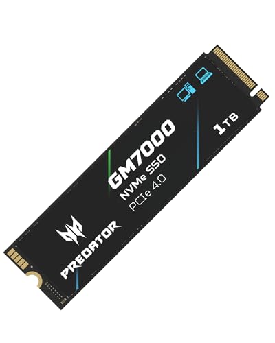 acer Predator GM7000 1TB M.2 SSD 2280 NVMe Gen4 Internal Gaming SSD, Compatible with PS5 Up to 7400MB/s - BL.9BWWR.105