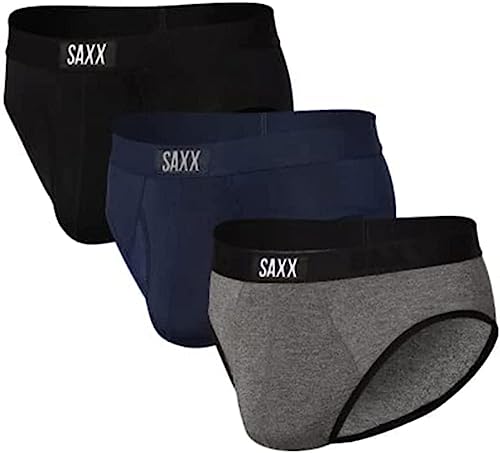 SAXX Underwear Co. Men's Underwear - Ultra Super Soft Briefs with Built-in Pouch Support Pack of 3, Classic Ultra 18, Large