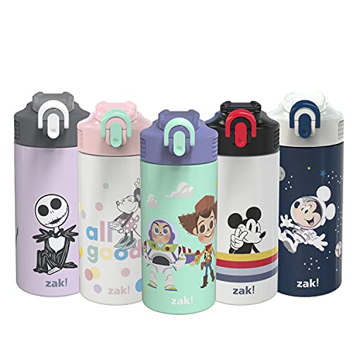 zak! Disney Toy Story 4 - Stainless Steel Vacuum Insulated Water Bottle - 14 oz - Durable & Leak Proof - Flip-Up Straw Spout & Built-In Carrying Loop - BPA Free