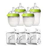 Comotomo Baby Bottle Bundle, Green, (7 Piece Set)