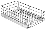 HOLD N’ STORAGE Heavy-Duty Premium Collection Pull Out Cabinet Organizer - Pantry Drawer Slide Out Caddy -Lifetime Limited Warranty - Basket Size 11' W x 21' D x 5' H, Anti-Rust Chrome Finish