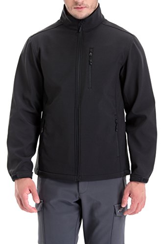 TRAILSIDE SUPPLY CO. Men's Softshell Fleece-lined Jackets/Winter Outdoor Coats/Windbreaker/Medium-weight Water-repellent, Black, M