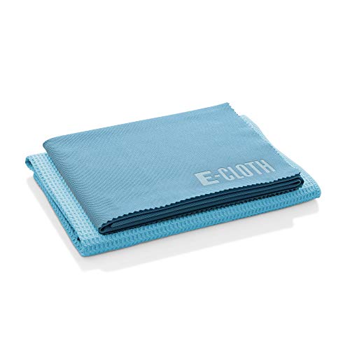 E-Cloth Window Cleaner Kit - Window and Glass Cleaning Cloth, Streak-Free Windows with just Water, Microfiber Towel Cleaning Kit for Windows, Car Windshield, Mirrors - Alaskan Blue