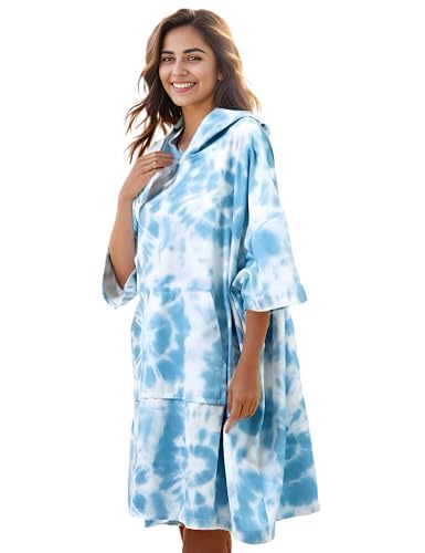 KFUBUO Surf Poncho Changing Towel Swim Robe with Pocket Plus Size Terry Cloth Swim Cover Up for Women Towel Poncho Hoodie