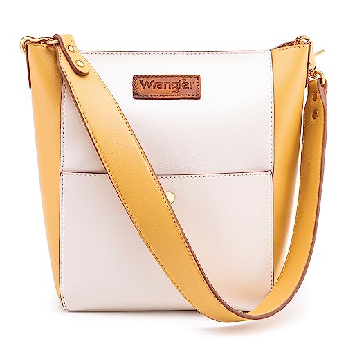 Wrangler Large Crossbody Bags for Women Bucket Bags with Guitar Strap Hobo Purse Crossbody Handbags WG115-918-YEL