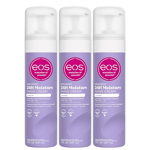 eos Shea Better Shaving Cream- Lavender, Women's Shave Cream, Skin Care, Doubles as an In-Shower Lotion, 24-Hour Hydration, 7 fl oz, 3-Pack