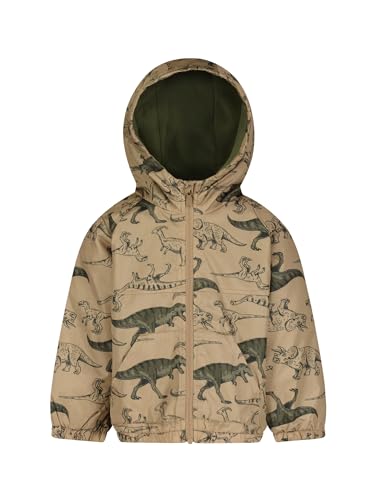 Carter's Boys' Midweight Water-Resistant Fleece-Lined Snug Jacket, Khaki Dinosaur, 2T