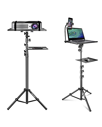 Mercase Projector Tripod Stand with 2 Shelves Adjustable Height 31 to 57 Inch,Foldable Laptop Tripod Stand,Portable Projector Stand for Laptop, Projector,Camera,