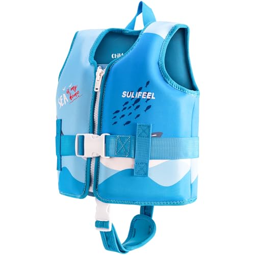 SULIFEEL Kids Swim Vest Toddler Floaties for 20-45 lbs Boys Girls, Toddler Swimming Jacket with Adjustable Safety Strap, Easy On and Off Swimming Aid for Age 2-6 Years Learn to Swim