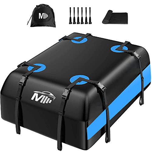 Waterproof Car Rooftop Cargo Carrier Bag,20 Cubic Feet Car Roof Bag for UV Dust Snow Proof+Non Slip Mat+8 Reinforced Strap & 6 Door Hooks,Fit All Cars with/Without Top Racks for Cross State Travel