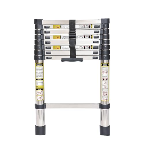 8.5FT Telescopic Ladder Telescoping Ladder, Extension Ladder Folding Camper Lightweight Rv Ladder Attic Collapsible Extendable Ladder for Household&Outdoor