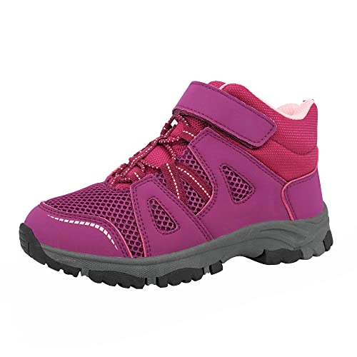 AMZZPIK Girls Tennis Shoes Little Kids High Top Hiking Athletic Sneakers Breathable Trekking Climbing Running Shoes Purple Size 13