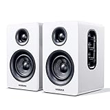 SW208 3' Active Bluetooth 5.0 Bookshelf Speakers – 60W Carbon Fiber Speaker Unit - Built-in 24bit DAC Dynamic 3D Surround Sound 2.0 Computer PC Monitor Gaming (Pair, White)