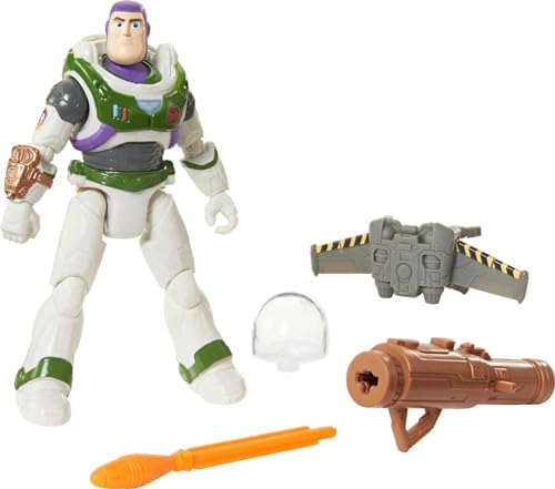 Mattel Disney Pixar Lightyear Action Figure & Accessories, Mission Equipped Buzz Lightyear Figure & Projectiles, Blasting Action