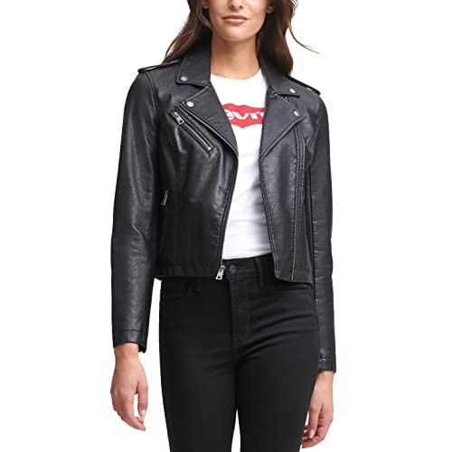 Levi's Women's Faux Leather Moto Jacket (Regular & Plus Size), Classic Black, Medium