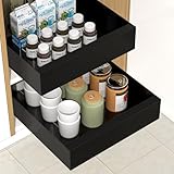 HIKITMATE Kitchen Pull Out Cabinet Organizer, Carbon Steel Cabinet Drawers Slide Out, Pantry Storage Shelves with Nano Adhesive Strip for Kitchen 10.3' W X 17.0' D X 2.8' H