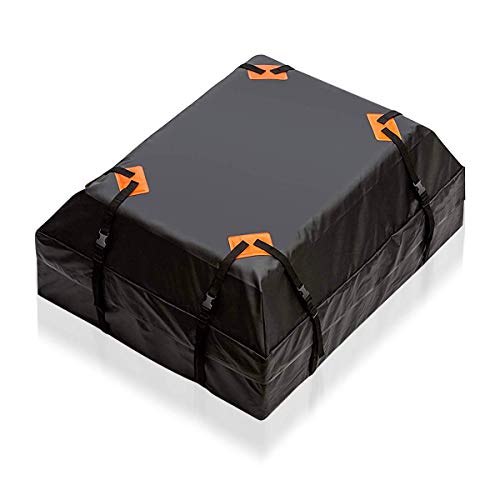 Waterproof Car Rooftop Cargo Bag - Zento Deals 15 Cubic Feet, Large Storage, Carrier with Heavy Duty Straps, Fits All Racks, for Cars Side Rails Cross Bars or Basket