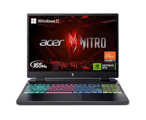 Acer Nitro 16 Gaming Laptop | AMD Ryzen 7 7840HS OctaCore CPU | NVIDIA GeForce RTX 4060 Laptop GPU | 16' WUXGA 165Hz IPS Display | 16GB DDR5 | 1TB Gen 4 SSD | WiFi 6E | RGB Backlit KB | AN16-41-R4CY