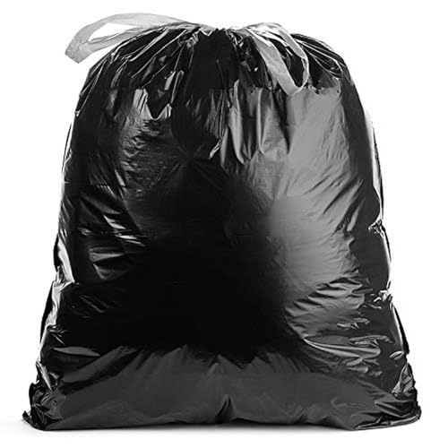 Ultrasac 45-55 Gallon 1.25 MIL Black Garbage Bags With Drawstrings Fits Rubbermaid Brute Trash Cans - 40' x 45' - Pack of 100 - For Commercial, Industrial, Municipal, & Healthcare