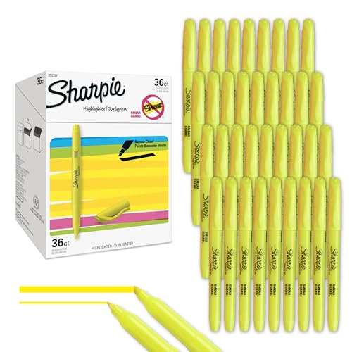 Sharpie Pocket Highlighters, Chisel Tip, Fluorescent Yellow, 36-Count Set for Office Supplies, School Supplies, Bible Study, and Home Office Essentials