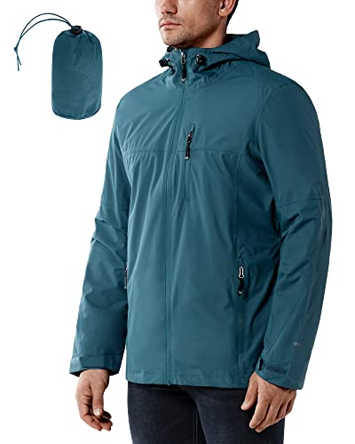 33,000ft Men's Rain Jacket Waterproof Cycling Running Packable Raincoat with Hood Lightweight Windbreaker with Mesh Lining